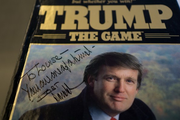 MIAMI BEACH, FLORIDA - NOVEMBER 20, 2015: Donald Trump dedicated Trump the Game set to Louise Sunshine, a powerful real estate developer who worked for Donald Trump for 15 years starting in the 70's and rose to Senior Vice President in Trump Enterprises. Sunshine keeps several mementos of her time with Trump in her house. (Photo by Angel Valentin/For The Washington Post)